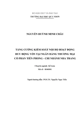 Tăng Cường Kiểm Soát Nội Bộ Hoạt Động Huy Động Vốn Tại