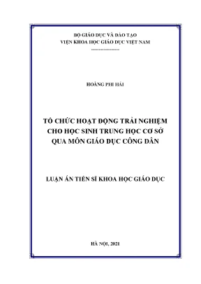 Tổ Chức Hoạt Động Trải Nghiệm Cho Học Sinh Trung Học Cơ 