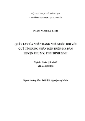 Quản Lý Quỹ Tín Dụng Nhân Dân Tại Huyện Phù Mỹ, Tỉnh