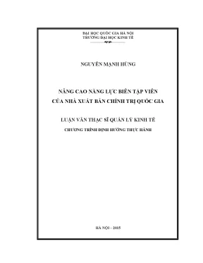 Nâng Cao Năng Lực Biên Tập Viên Tại Nhà Xuất Bản Chính