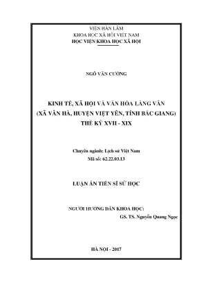 Nghiên Cứu Kinh Tế, Xã Hội và Văn Hóa Làng Vân Thế Kỷ