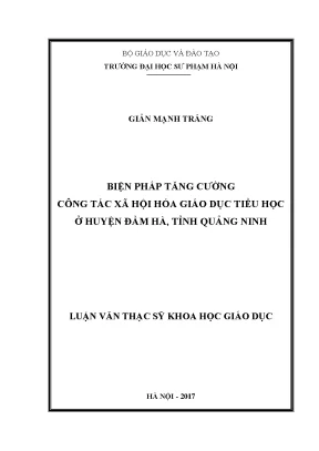 Tăng Cường Công Tác Xã Hội Hóa Giáo Dục Tiểu Học Tại 