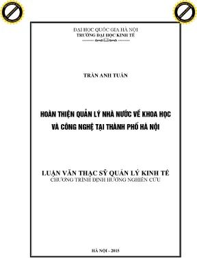 Quản Lý Nhà Nước Về Khoa Học Và Công Nghệ Tại Hà Nội: