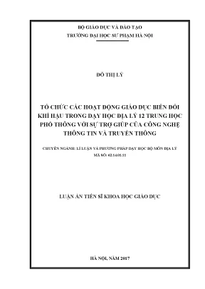 Tổ Chức Hoạt Động Giáo Dục Biến Đổi Khí Hậu Trong Dạy