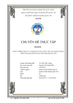 Phát Triển Dịch Vụ Thanh Toán Quốc Tế Tại Ngân Hàng Indovina