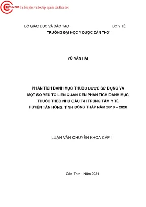 Phân Tích Danh Mục Thuốc Tại Trung Tâm Y Tế Huyện Tân