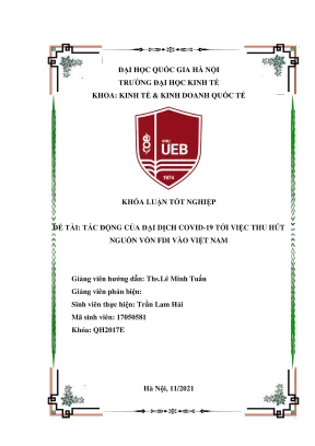 Tác Động Của Đại Dịch COVID-19 Đến Việc Thu Hút Vốn FDI