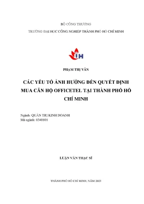 Các Yếu Tố Ảnh Hưởng Đến Quyết Định Mua Căn Hộ Officetel