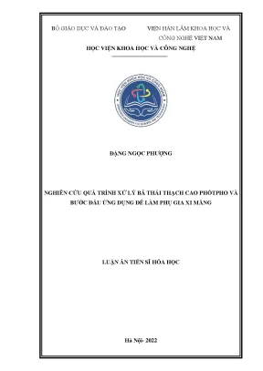 Nghiên cứu xử lý bã thải thạch cao phốtpho để sản xuất