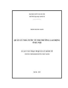 Quản Lý Nhà Nước Về Thị Trường Lao Động Tại Hà Nội: Thực