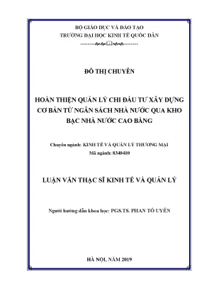 Quản Lý Chi Đầu Tư Xây Dựng Từ Ngân Sách Nhà Nước Qua