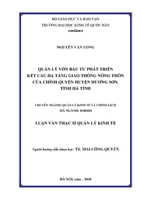 Quản Lý Vốn Đầu Tư Phát Triển Kết Cấu Hạ Tầng Giao Thông 