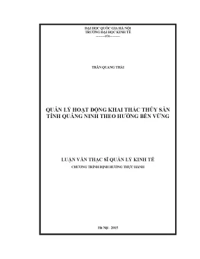 Quản Lý Bền Vững Hoạt Động Khai Thác Thủy Sản Tỉnh Quảng