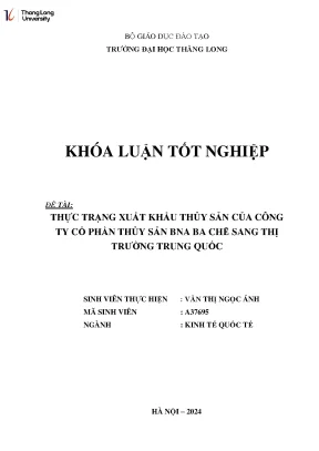 Thực Trạng Xuất Khẩu Thủy Sản Của Công Ty BNA Ba Chẽ