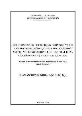 Bồi Dưỡng Năng Lực Sử Dụng Ngôn Ngữ Vật Lý Qua Dạy Học