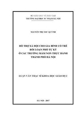 Hỗ Trợ Xã Hội Cho Gia Đình Có Trẻ Rối Loạn Phổ Tự Kỷ Tại 