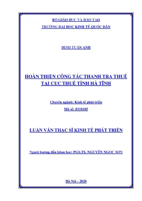 Nâng cao hiệu quả thanh tra thuế tại Cục Thuế Hà Tĩnh