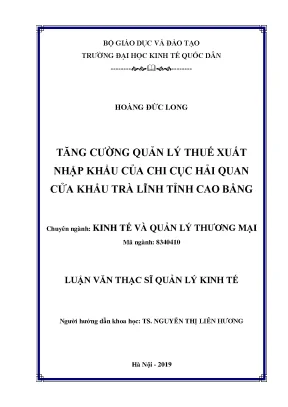 Tăng Cường Quản Lý Thuế Xuất Nhập Khẩu Tại Chi Cục Hải 