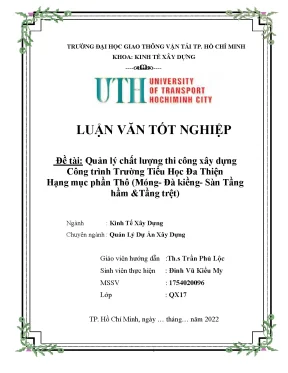 Quản Lý Chất Lượng Thi Công Xây Dựng Trường Tiểu Học Đa