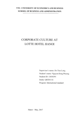 Văn Hóa Doanh Nghiệp Tại Khách Sạn Lotte Hà Nội