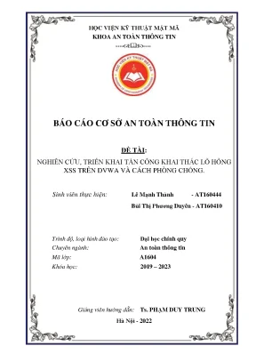 Nghiên Cứu Tấn Công XSS Trên DVWA Và Cách Phòng Chống 