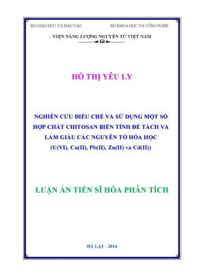 Nghiên Cứu Chitosan Biến Tính Trong Tách Và Làm Giàu