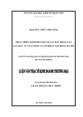 Phát Triển Kinh Doanh Tài Sản Bất Động Sản Sau Đầu Tư