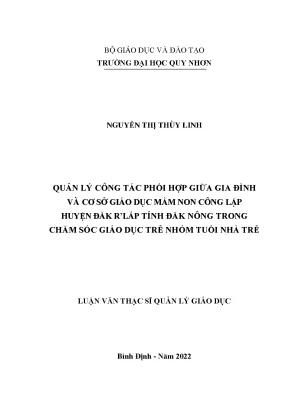 Quản Lý Phối Hợp Giữa Gia Đình Và Cơ Sở Giáo Dục Mầm Non
