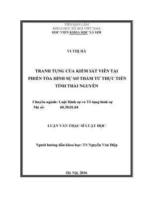 Tranh Tụng Của Kiểm Sát Viên Tại Phiên Tòa Hình Sự Sơ