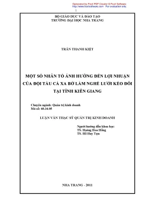 Nhân Tố Ảnh Hưởng Đến Lợi Nhuận Đội Tàu Cá Xa Bờ Tại