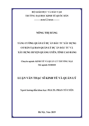 Tăng Cường Quản Lý Dự Án Đầu Tư Xây Dựng Tại Huyện Quảng 