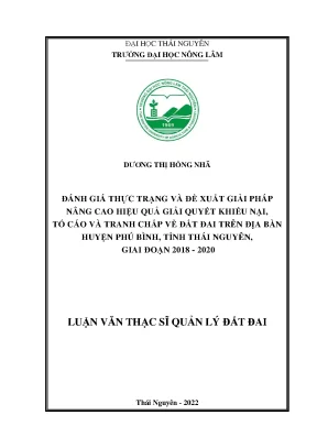Giải Pháp Nâng Cao Hiệu Quả Giải Quyết Khiếu Nại Đất Đai