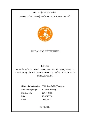 Nghiên Cứu Kiểm Thử Tự Động Website Quản Lý Tuyển Dụng