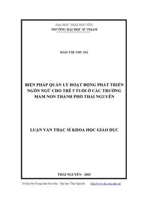 Quản Lý Phát Triển Ngôn Ngữ Cho Trẻ 5 Tuổi Tại Trường