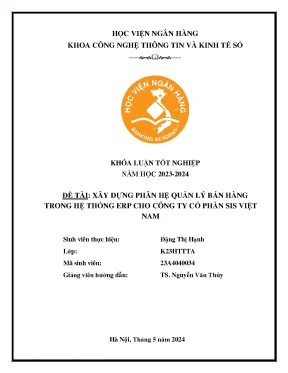 Xây Dựng Phân Hệ Quản Lý Bán Hàng Trong Hệ Thống ERP Cho