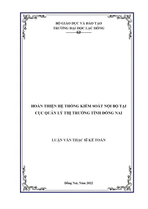 Hoàn thiện hệ thống kiểm soát nội bộ tại Cục quản lý thị