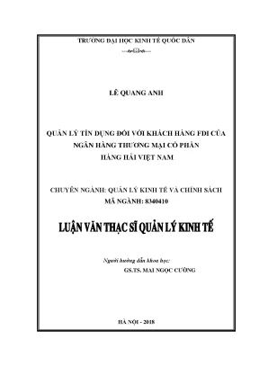 Quản Lý Tín Dụng Đối Với Khách Hàng FDI Tại Ngân Hàng 