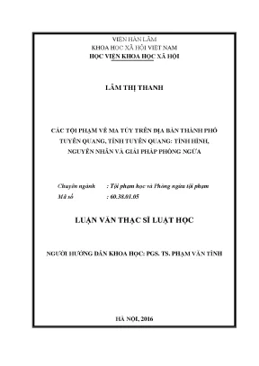 Tình Hình Tội Phạm Ma Túy Tại Thành Phố Tuyên Quang:
