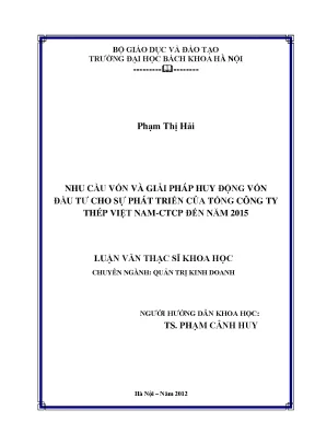 Nhu cầu vốn và giải pháp huy động vốn đầu tư cho sự phát triển của tổng công ty thép việt nam ctcp đến năm 2015