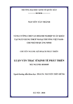 Tăng Cường Cho Vay Doanh Nghiệp Xuất Khẩu Tại Ngân Hàng 