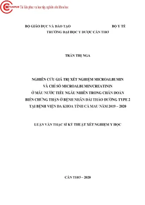 Nghiên Cứu Giá Trị Xét Nghiệm Microalbumin Trong Chẩn