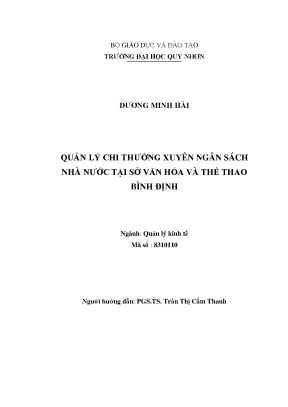 Quản lý chi thường xuyên ngân sách nhà nước tại sở văn hóa và thể thao bình định