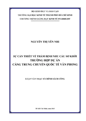 Thẩm định nhu cầu sơ khởi cho dự án cảng trung chuyển