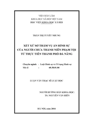 Xét Xử Sơ Thẩm Vụ Án Hình Sự Đối Với Người Chưa Thành