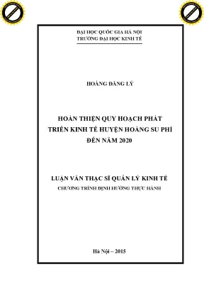 Hoàn thiện quy hoạch phát triển kinh tế huyện Hoàng Su