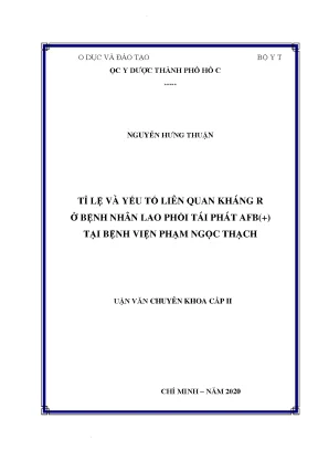 Tỉ Lệ Kháng Thuốc Ở Bệnh Nhân Lao Phổi Tái Phát AFB(+)