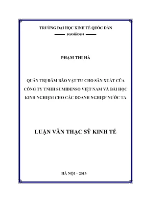 Quản Trị Đảm Bảo Vật Tư Cho Sản Xuất Tại Công Ty TNHH 