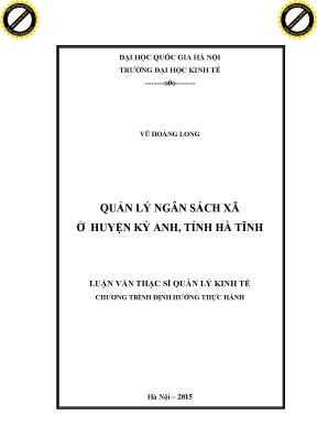 Quản Lý Ngân Sách Xã Tại Huyện Kỳ Anh, Tỉnh Hà Tĩnh: