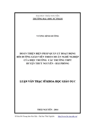 Quản Lý Hoạt Động Bồi Dưỡng Giáo Viên Theo Chuẩn Nghề