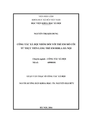 Công Tác Xã Hội Nhóm Đối Với Trẻ Em Mồ Côi Tại Làng Trẻ